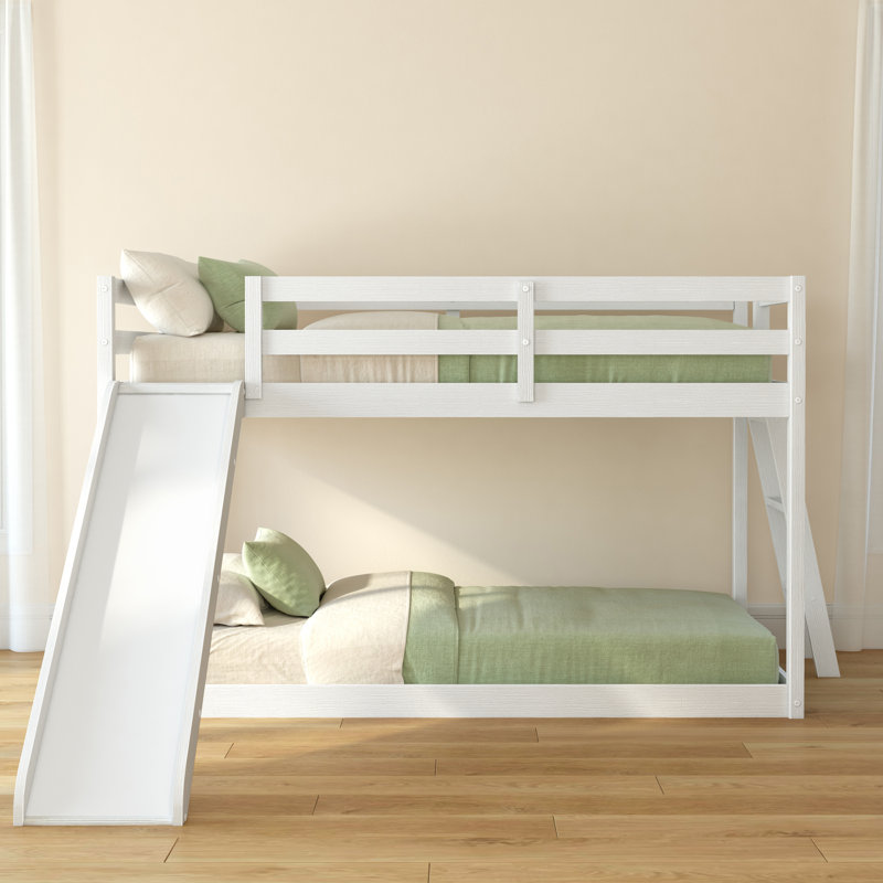 Lit superposé simple avec glissière Bear, Brushed White