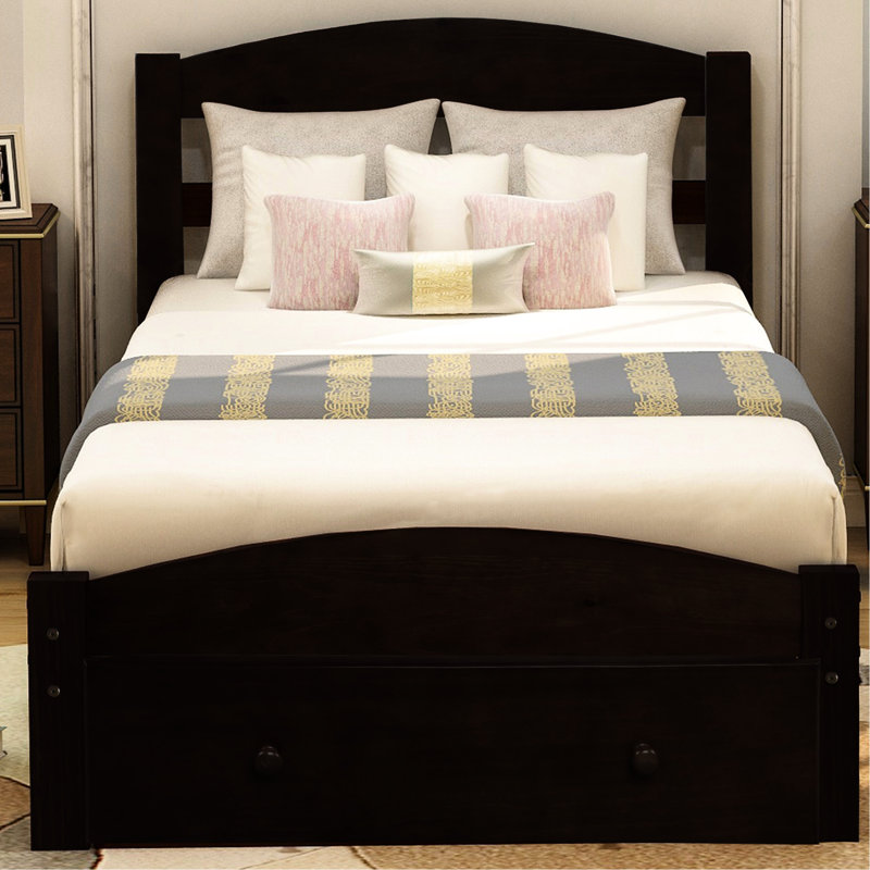 Twin Platform Bed Frame, Finish, 10 Wood Slats For Mattress Stability And Support, Storage Drawer Bedroom Organization In , Slats, With Easy - Rolling , Elegant