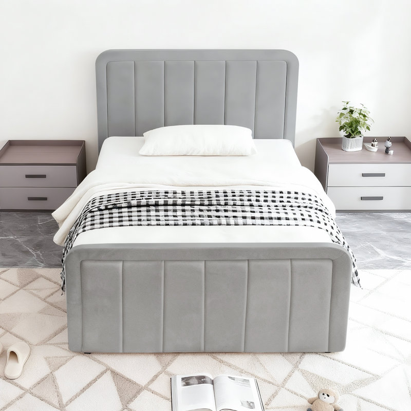 Altgeld Upholstered Ottoman Storage Bed, Light Grey, Single (3')