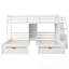 Lit superposé simple au-dessus de simple et simple avec tiroirs, escalier avec rangement et tablettes intégrées-830579954
