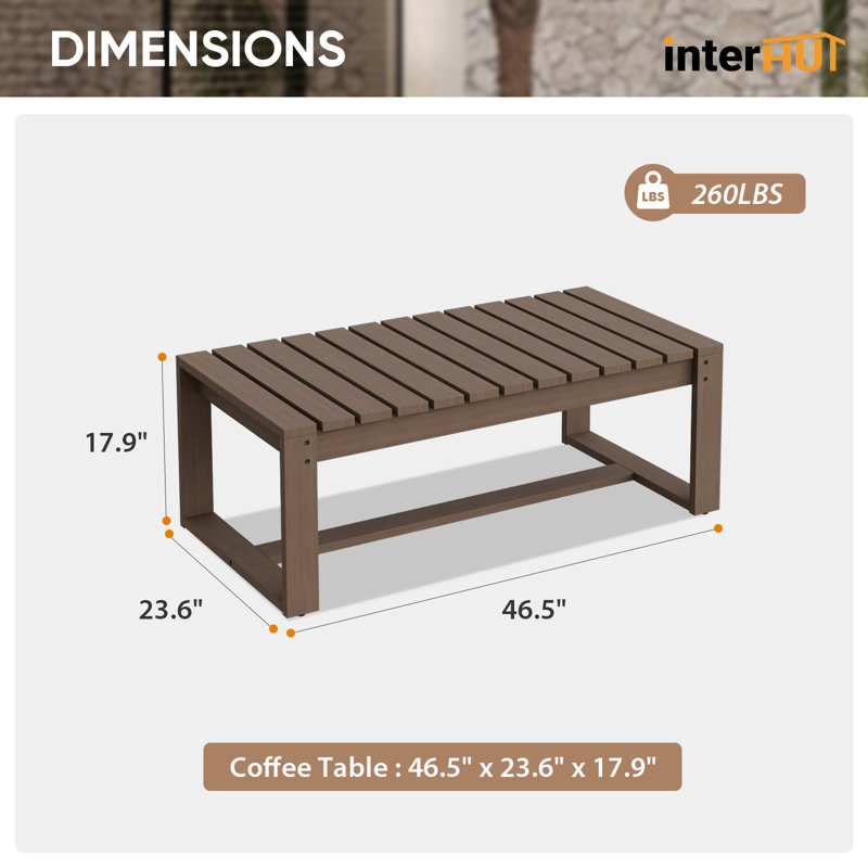 Patio Real Wood Cedar 43.6" L x 23.6" W Rectangular Outdoor Coffee Table