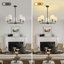 Lustre 5 lumières à intensité variable moderne avec abat-jour en tissu-280124700