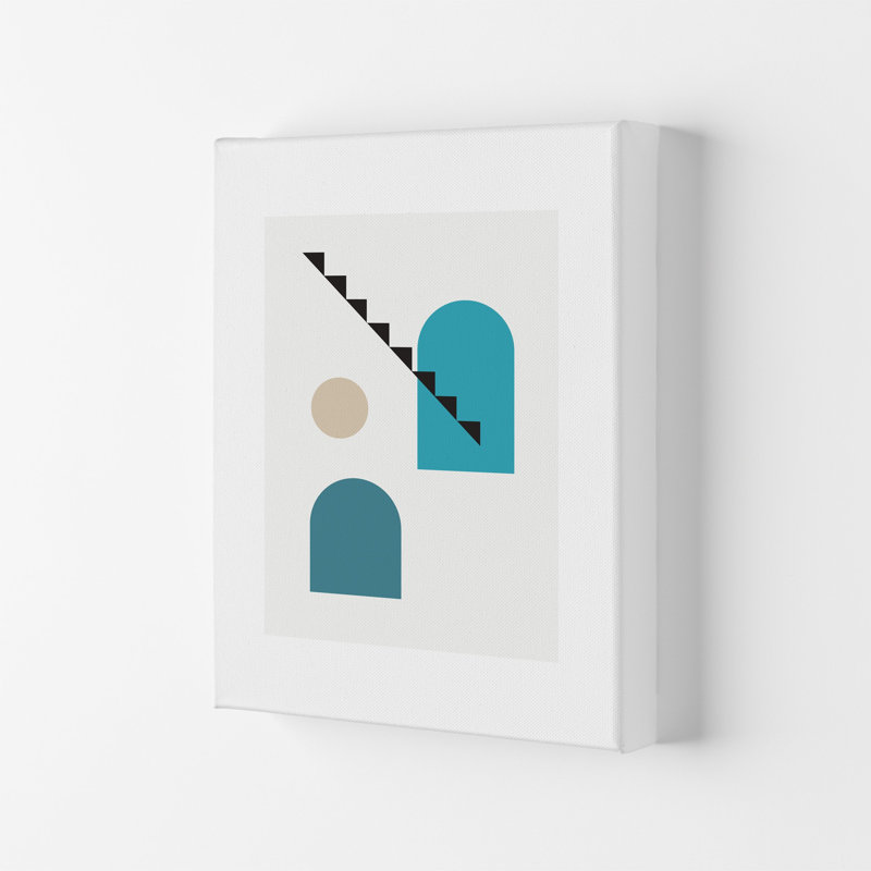 Mita Teal Stairs Left N3 by Pixy Paper - Print, Wrapped Canvas, 84cm H x 59.4cm W x 4cm D