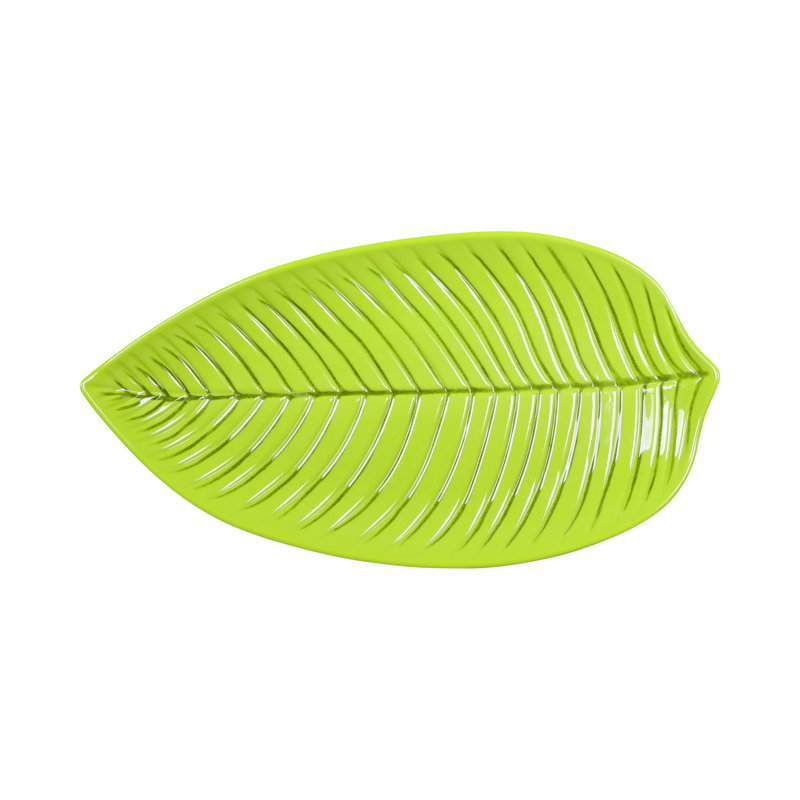 Elite Global Solutions Tropicana Melamine Platter, Design Green, 1" H x 17.75" W x 9.5" D