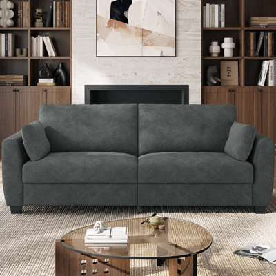 79'' W Modern Loveseat Sofa, Comfy Velvet Couch with Spring Cushion, Removable Cover, Sturdy Frame, Deep Seat, Easy Assembly for Living Room, Bedroom, Office, and Small Space, Gray