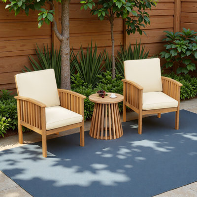 Ensemble de patio Ensemble de meubles d'extérieur en bois - Ensemble de conversation moderne avec fauteuil et table d'appoint pour jardin, patio et terrasse