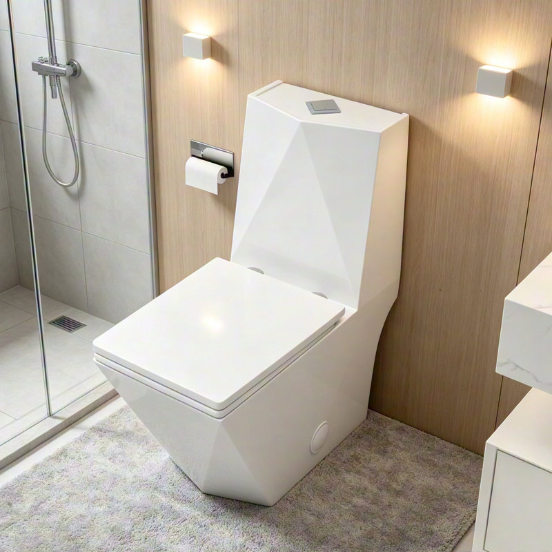 Yingze Elongated One Piece Toilet, ADA 17" Chair Height, Dual Flush 1.1/1.6 GPF, Soft Close Seat, Seamless Skirted Ceramic Toilet, White