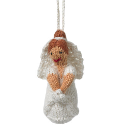 Red Head Bride Ornament Hand Knit Wedding Ornament. Orange Hair Bride. Bridal Shower Gift. Bride Xmas Ornament. First Married Xmas Gift.