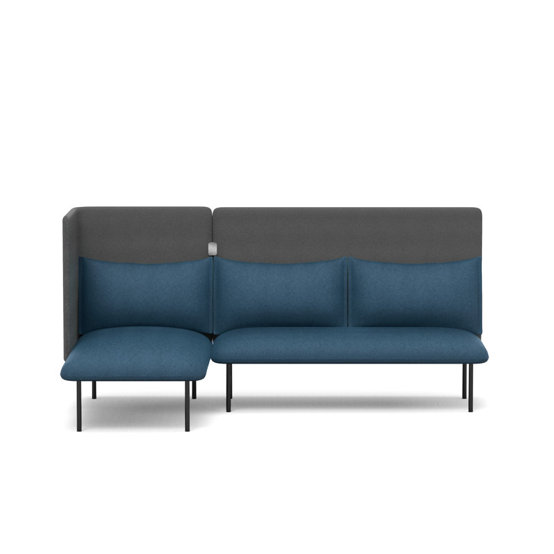Canapé QT, Orienté à gauche (vu de face), Polyester gris foncé / bleu foncé