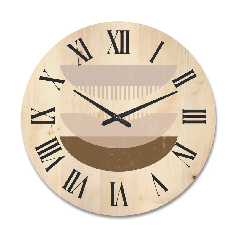 Horloge murale abstraite à imprimé géométrique Sun Moon III, Très grand