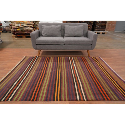 Tapis rayé en laine 5 x 7