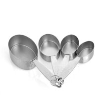 13-piece Measuring Cups and Spoons Set, 18/8 Stainless Steel Heavy Duty  Ergonomic Handle with Ring Connector, Silver