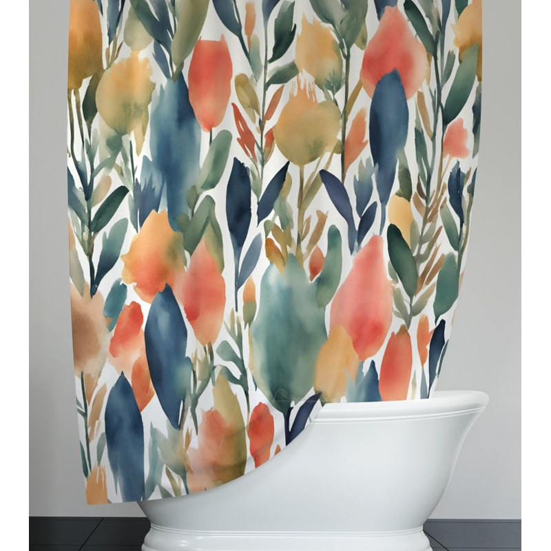 Rideau de douche Nadette, H 72 po x l 70 po, Vert / Orange, Abstrait