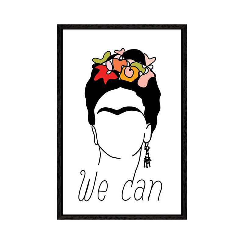 Frida We Can - Print on Canvas, 152.5 cm H x 101.5 cm W, Black Framed