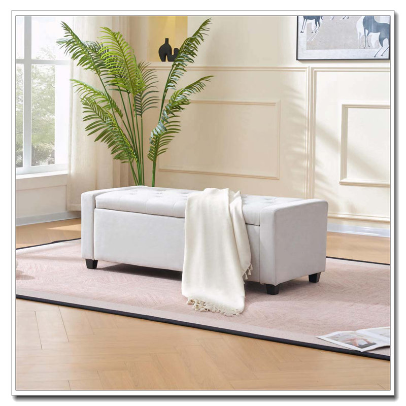 48" Storage Bedroom Bench, Beige