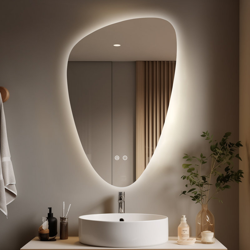 LED Mirror for Bathroom – Vanity Mirror with Lights, Dimmable Touch Sensor, and Anti-Fog Function, 55" x 27"