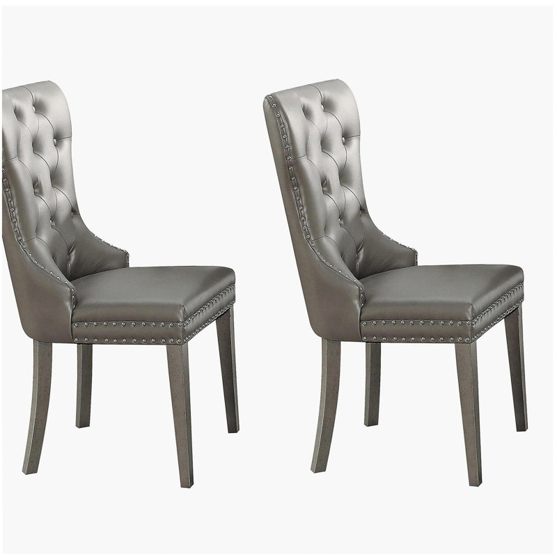 Chaises d'appoint capitonnées champagne (ensemble de 2)