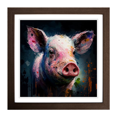 Pig Palette Knife No.1 - Single Picture Frame Print on Wood