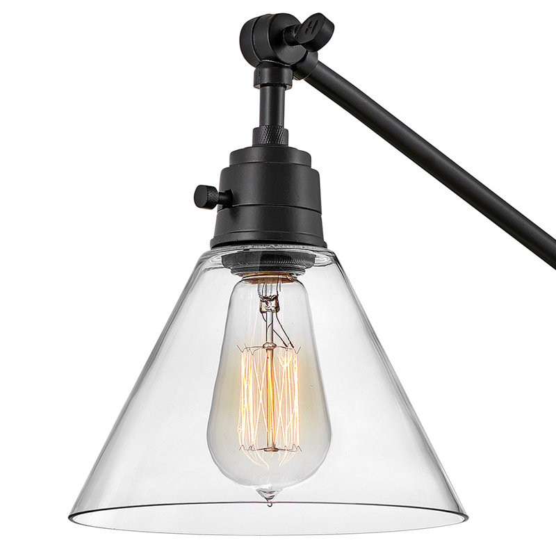 Arti 7.75-in Swing Arm Extendable Single Light Plug-In Sconce with On/Off Switch, Black, 10.25" H x 7.5" W x 18.75" D