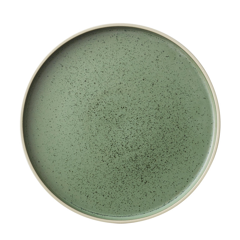 Assiette ronde blanche 6 1/4 po Moira, Basilic fumé