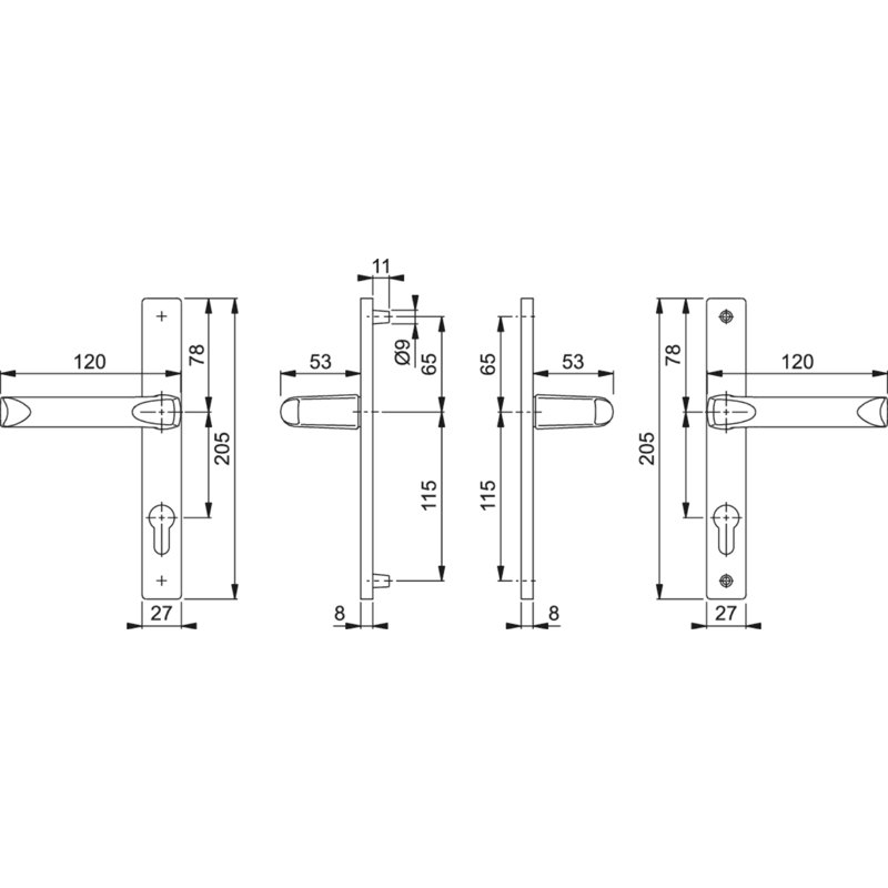 Keyed Right Hand Door Handle, Matt Black