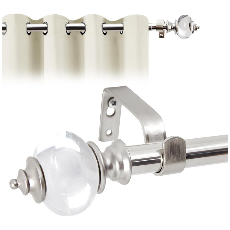 122cm Straight Tension Shower Curtain Rod & Hook Set, Silver