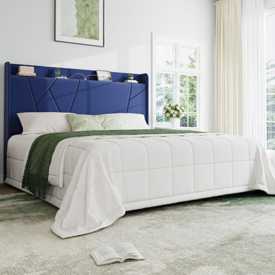 Structure de lit double bleu foncé