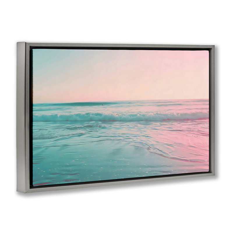 Cadre flottant Sunset Collision Seascape, design par LSR Design Studio, Cadre flottant gris lustré, H 17 po x l 25 po