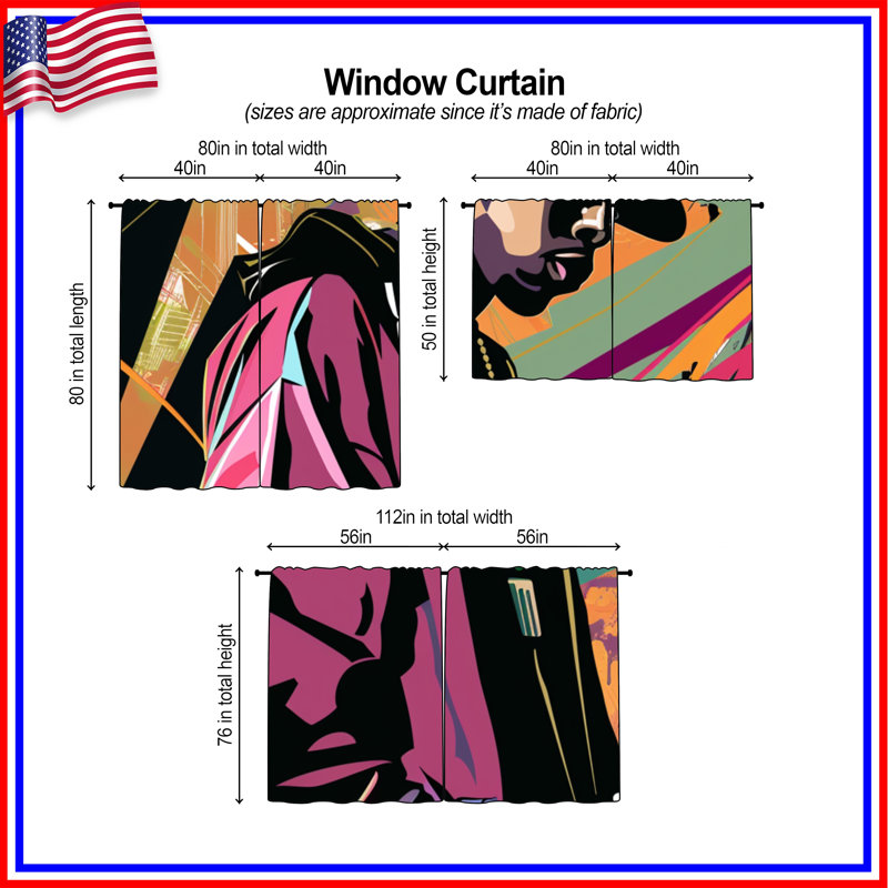 Rideaux occultant HipHop, 40in x 60in - 2 panels, Transparent