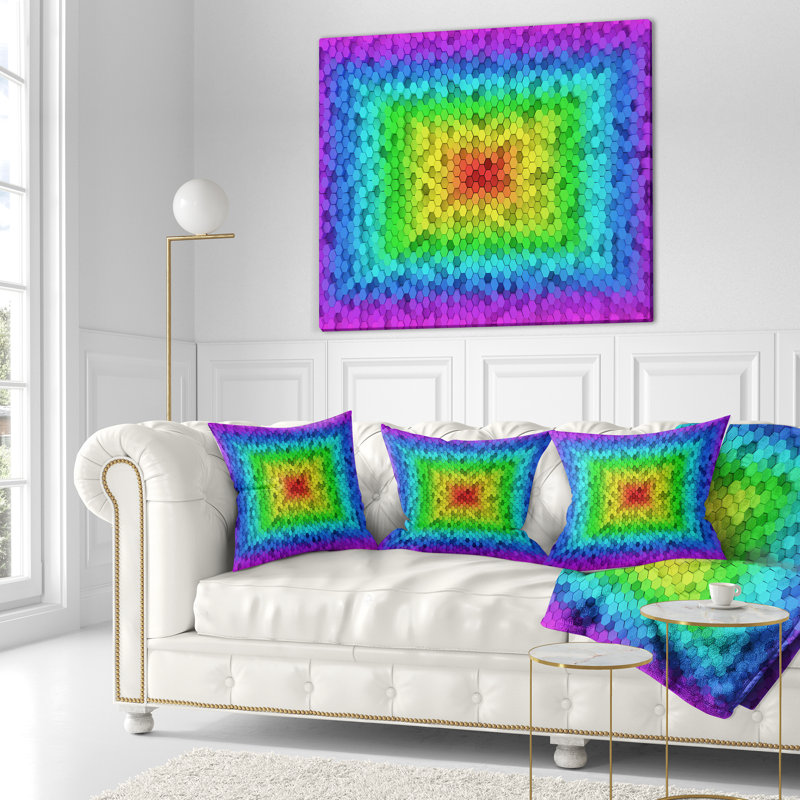 Colonnes hexagonales aléatoires - Coussin imprimé abstrait, 18 po x 18 po, Coussin décoratif