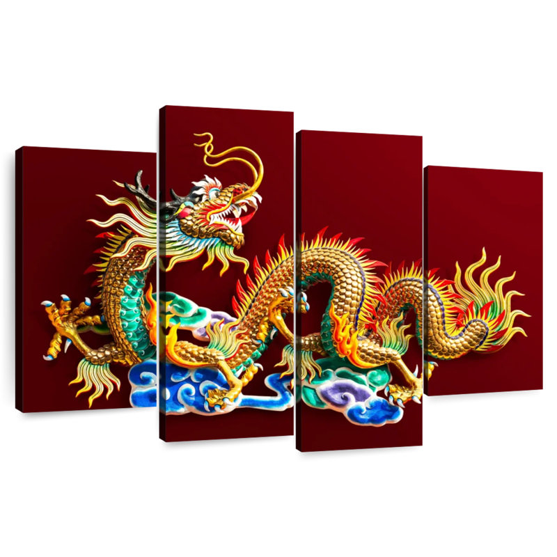 Statuette dragon doré