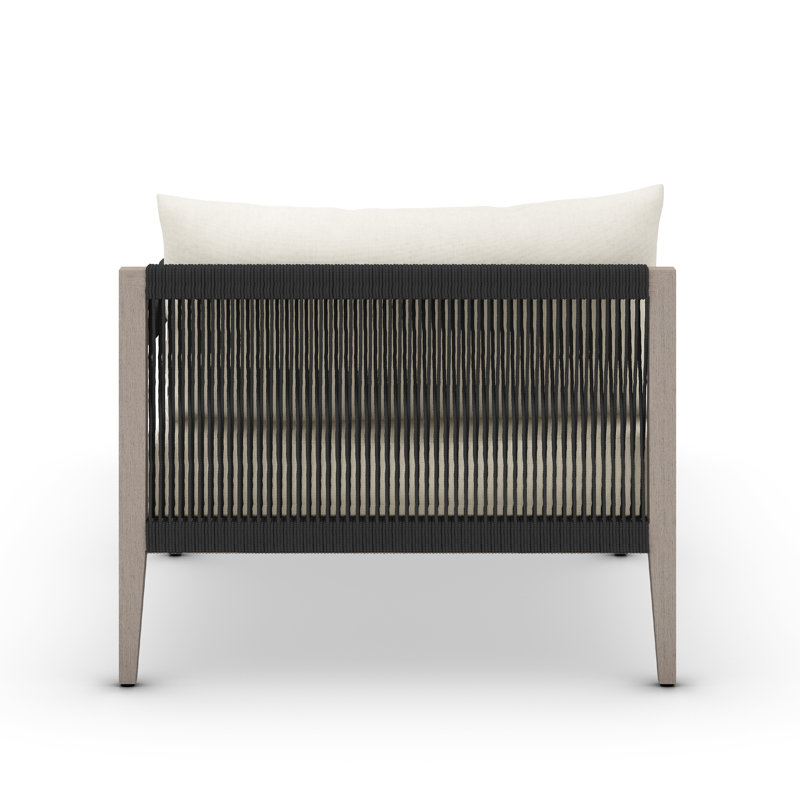 Sherwood Outdoor Chaise Lounge, Weathered Gray/Dark Gray, Polyester Blend Ivory