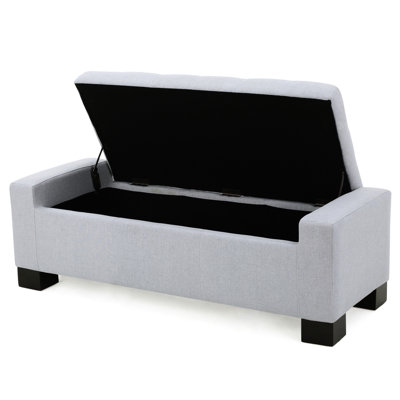 Contemporary Storage With Waffle Stitch For Living Room, Style In Grey Fabric, 49.38 Wide, 20 Deep, 16.43 High, Ideal Pillows And Blankets, Assembly Needed Featuring Design Stitch, Color, Wide
