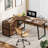 Shaped Computer Desk With 3 Drawers & Storage Shelves, Reversible Corner Desk for Home Office-1209322121-1250256046