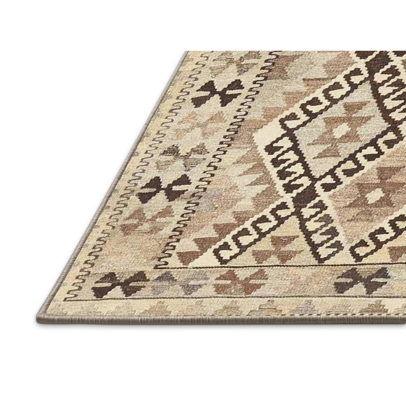 Tapis contemporain beige / brun, Rectangle 5 pi x 7 pi