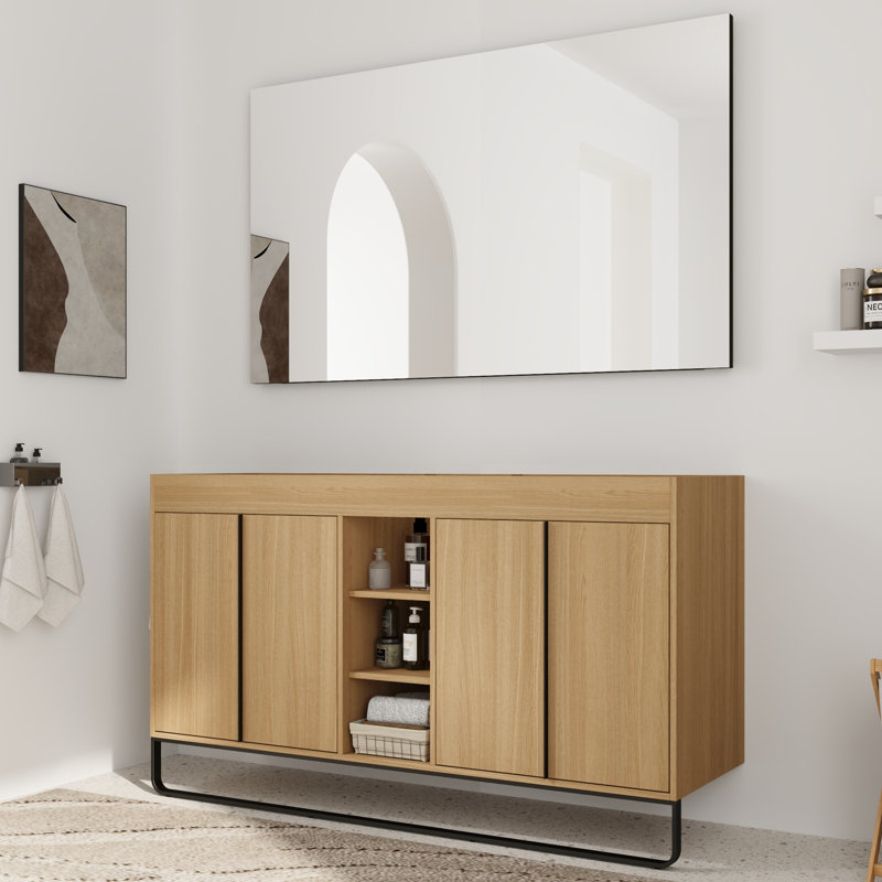 Base de meuble-lavabo double 60 po seulement, base sans plateau beige