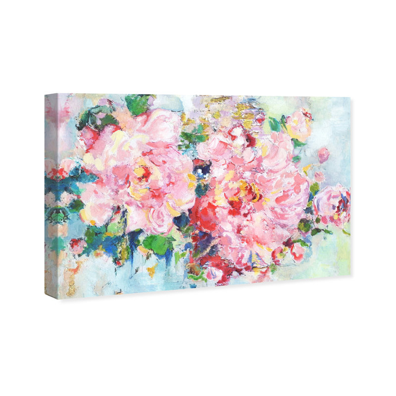 «Pretty Spring Abstract Flowers Modern Pink», cadre photo, Toile tendue, H 24 po x l 36 po x P 1,5 po
