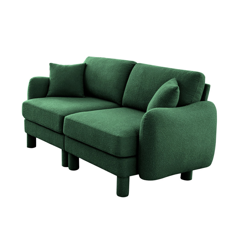 Canapé-lit en tissu Emerald Green Boucle, Vert