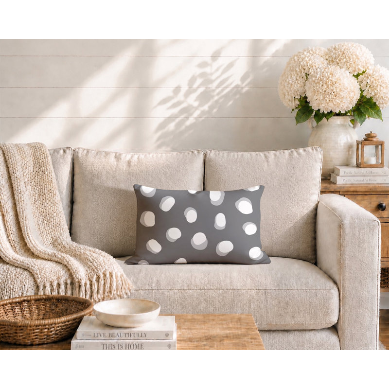 Oreiller réversible intérieur / extérieur Jayi Spots, 25 x 18, Gris