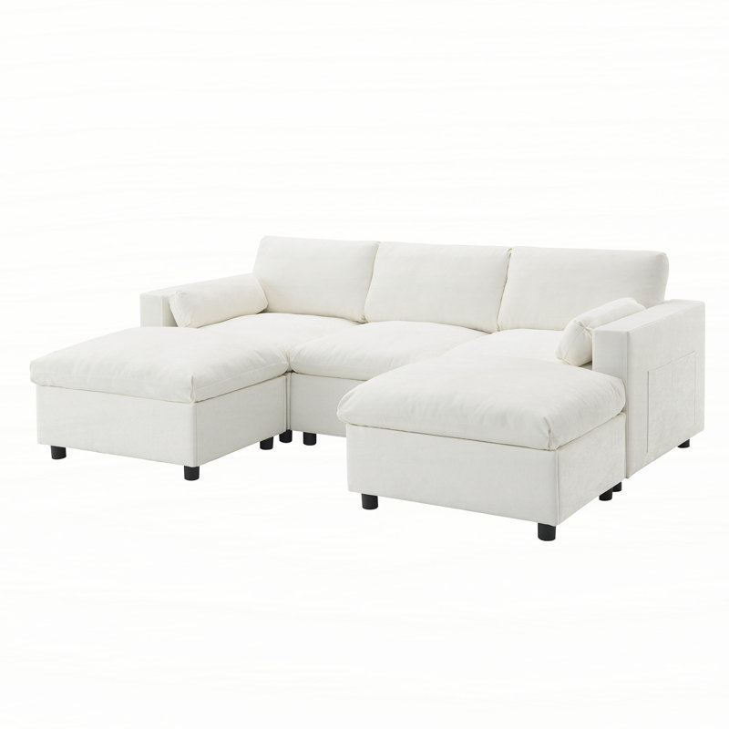 Canapé modulaire 86,5 po Chenille, Blanc