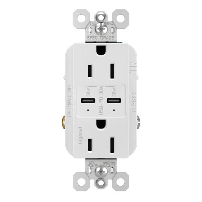 radiant 15A inviolable avec prise de courant de type C / C ultra-rapide USB 6,0A PLUS