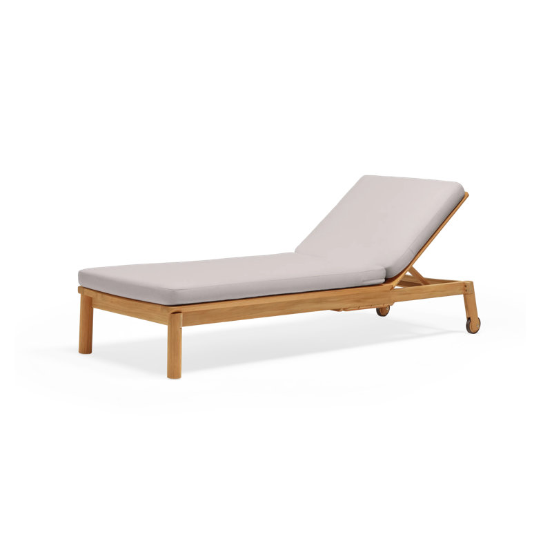 Haven Outdoor Teak Chaise Lounge, Sunbrella Ashe
