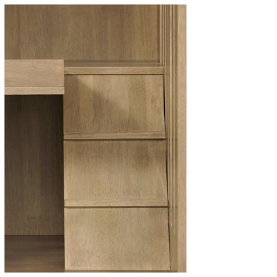 Basia Rubber Wood Cat Cabinet with Wheels, Ventilated Indoor Cat Condo with Multi-Level Shelves & Lockable Door, Nature Beech Finish