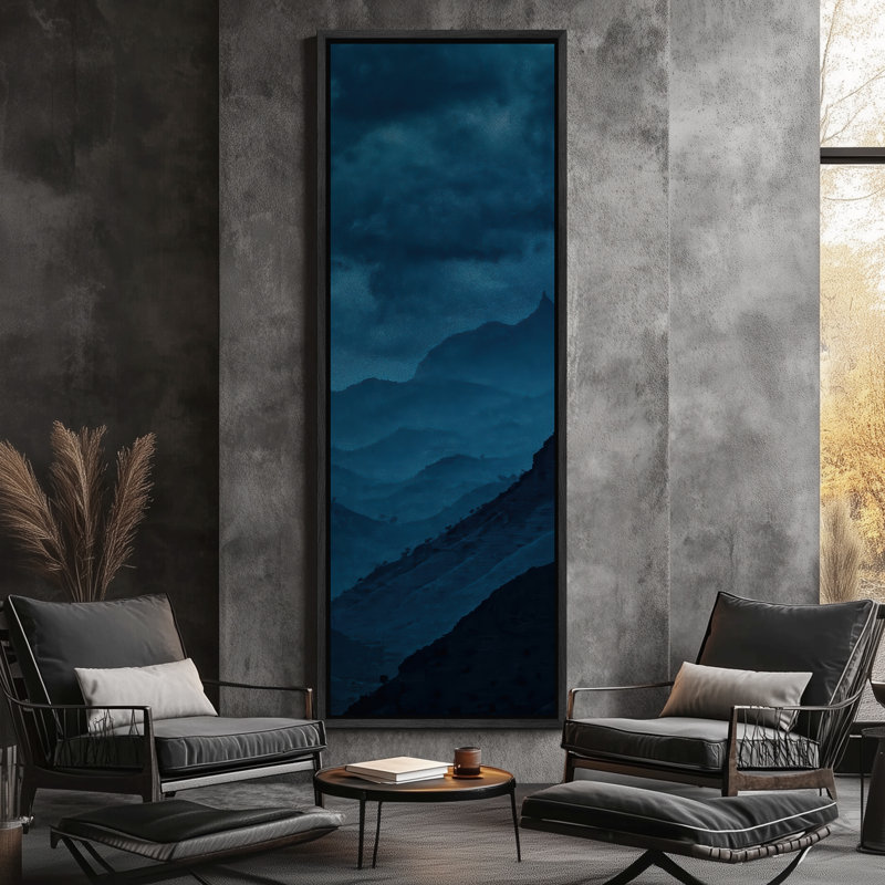 Abstrait paysage de montagne encadré, impression murale minimaliste neutre pour décoration murale moderne, H 60 po x l 20 po