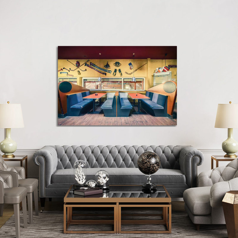 Sports Bar - reproduction d'art murale encadrée, H 40 po x l 60 po, Toile tendue, Ne s’applique pas