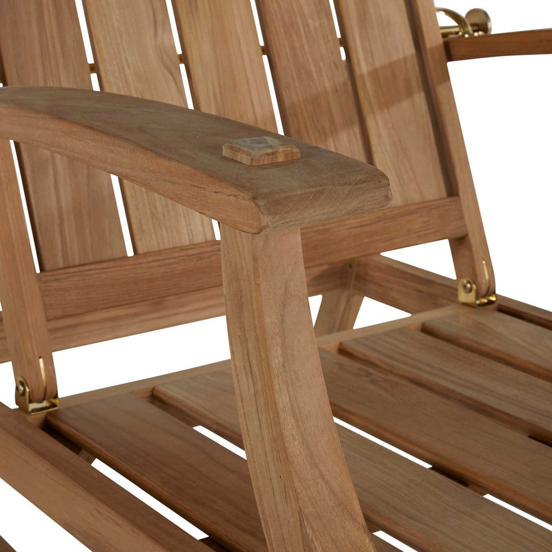 Croquet Teak Patio Chair with Cushions, Natural Teak, Welt, Indigo Velvet
