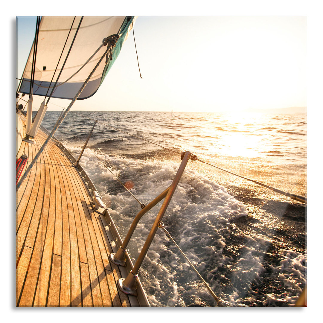 Ungerahmtes Foto auf Glas "Segelboot auf dem Meer"