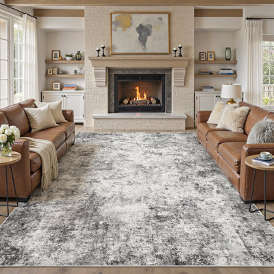 Machine Washable Area Rugs Modern Abstract Rugs Ultra Soft Indoor Floor Mat for Dining Room Low Pile Carpet with Non Slip Backing