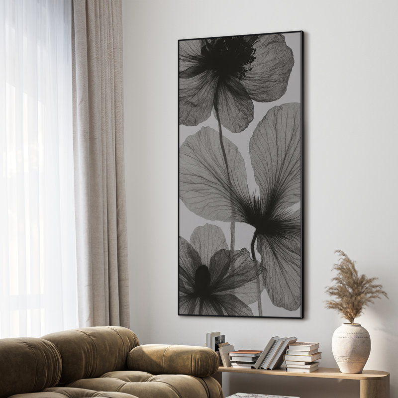 Très grande reproduction d'art sur toile - Fleurs, botanique, œuvre d'art, décoration pour le salon ou la chambre à coucher - «Assemblage requis du cadre (cadre non fini)»