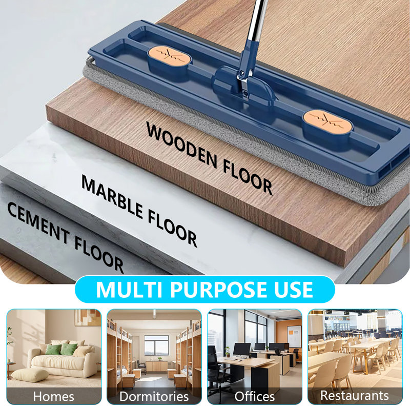 Large Flat Mop 360°Rotating Magic Self Wringing Mop with 6PCS Rags Upgrade Style
